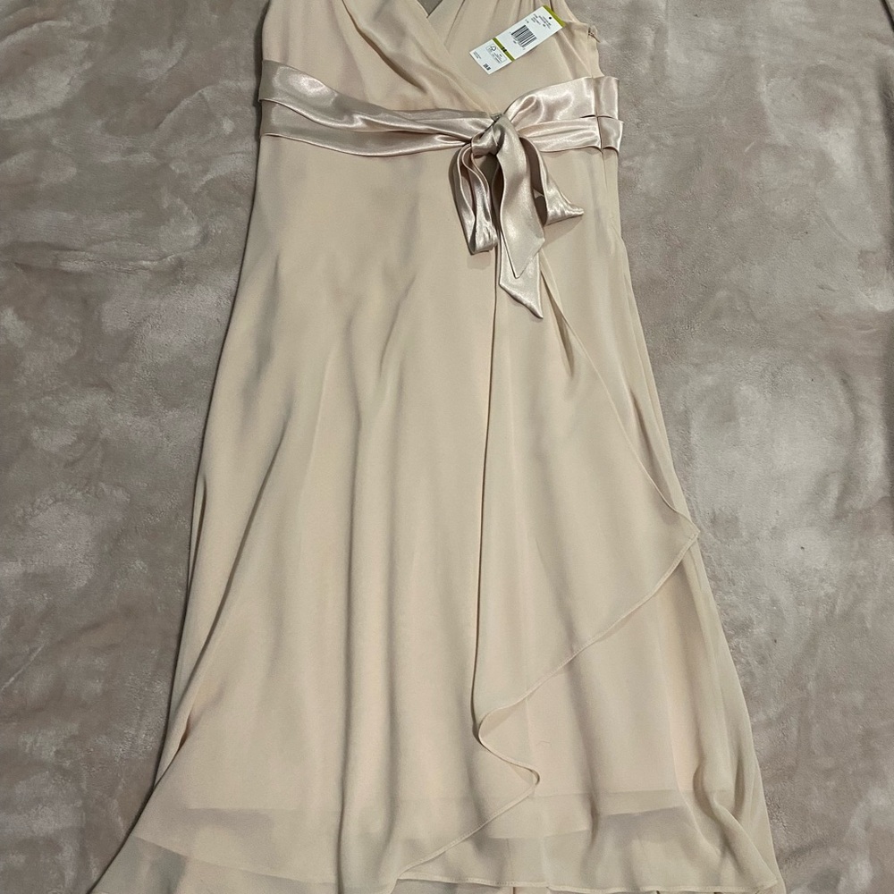 Evan Picone Tan Asymmetrical Wrap Sundress V-neck